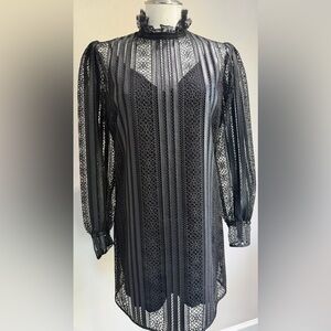 The Kooples Black Lace Long Sleeve Dress